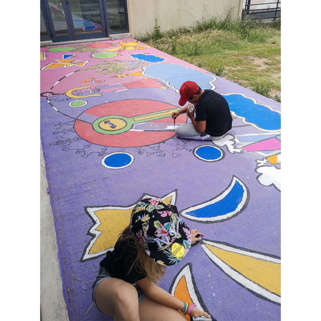 Fresque au sol - Ecole primaire Les Pins Parasols - Puget-sur-argens
